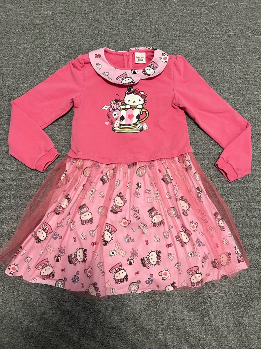 Hello Kitty Girl Pink Long Sleeve Tea Party Tulle Dress